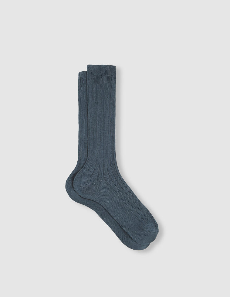 Chaussettes côtelées bleu pétrole